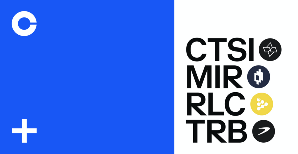 Cartesi (CTSI), iExec (RLC), Mirror Protocol (MIR) and Tellor (TRB) are now available on Coinbase