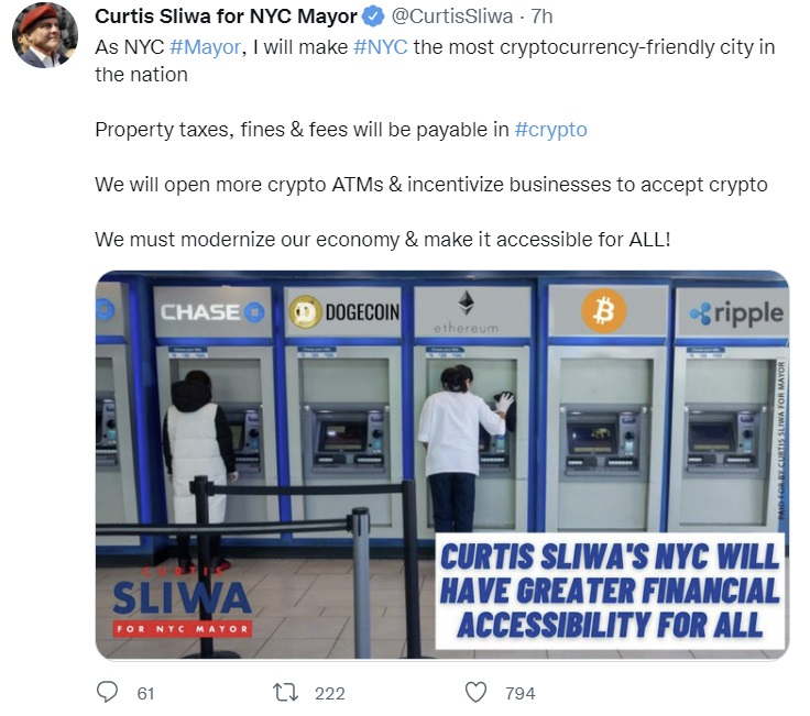 Candidate for Mayor Promises to Make NYC the Most Cryptocurrency-Friendly City in US